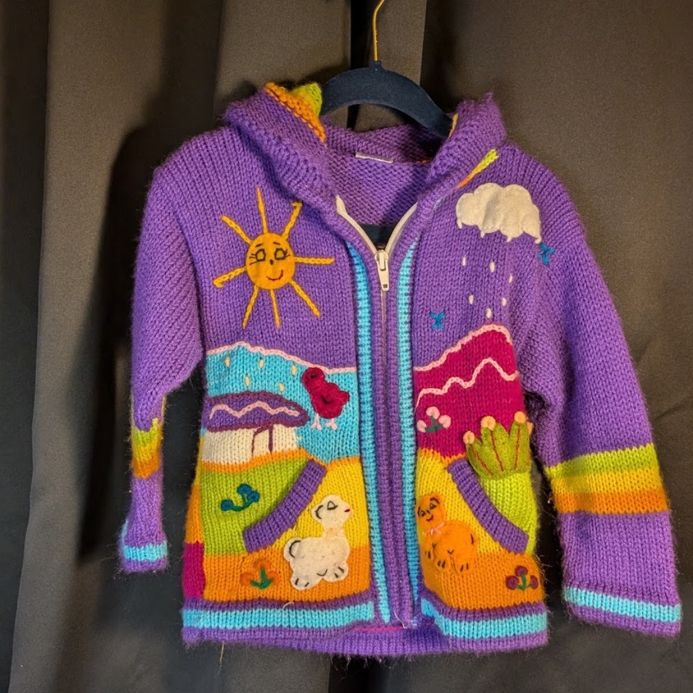 Peruvian Handmade Knitted Girls Sweater